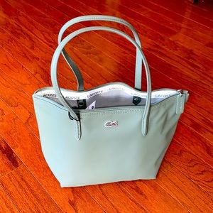 Lacoste agave green small zip tote bag